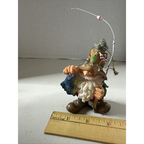 FISHING GNOME Vintage Christmas Tree Ornament Xmas Fish ORN68 - Picture 6 of 7